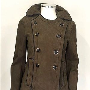 Tory Burch Brown Double-Breasted Lined Jacket Sz M